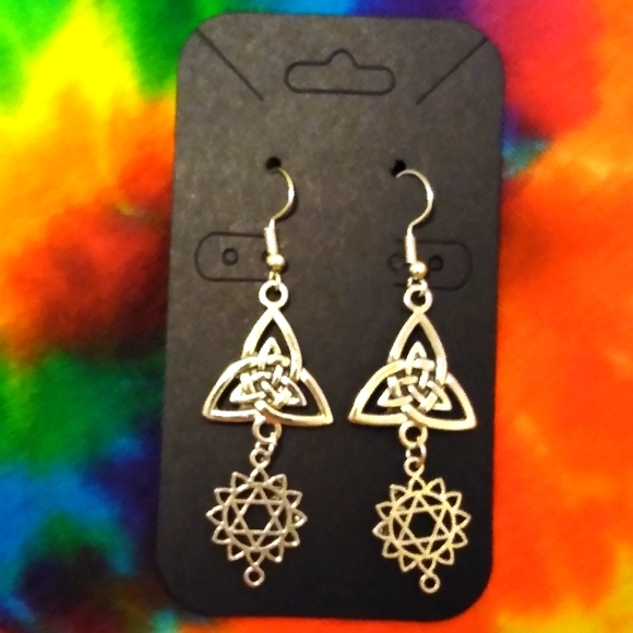 Handcrafted Double Charm Celtic Knot Earrings - Picture 2 of 3
